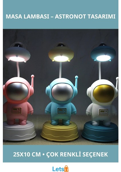 Astronot Şeklinde Renkli Masa Lambası 25X10 cm