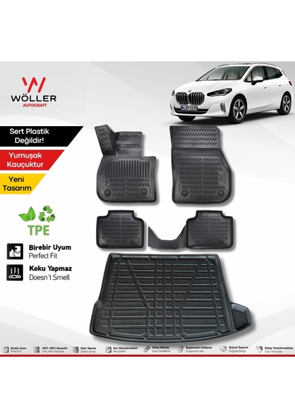 Bmw 2 Serisi Active Tourer Paspas Bagaj Havuzu Set 2022 Sonrası Uyumlu 3D Ultraflex Set