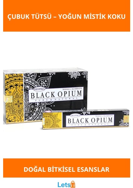 Deepika Black Opium Aromalı Çubuk Tütsü 12 Paket 240 Adet