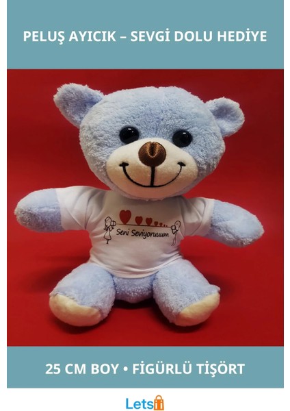 Yumuşak Peluş Seni Seviyorum Tişörtlü Ayıcık 25 cm