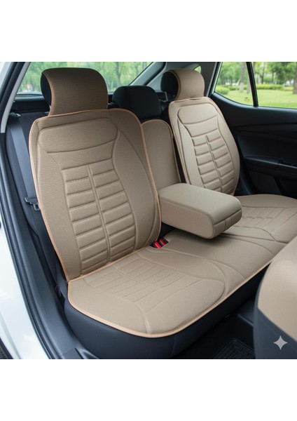 Tüm Araçlarla Uyumlu Premium Koltuk Minderi Ön ve Arka Koltuklar Için 5'li Bej Renk fiyatları