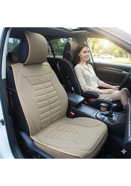 Tüm Araçlarla Uyumlu Premium Koltuk Minderi Ön ve Arka Koltuklar Için 5'li Bej Renk modelleri