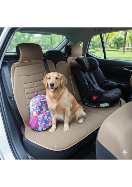 Tüm Araçlarla Uyumlu Premium Koltuk Minderi Ön ve Arka Koltuklar Için 5'li Bej Renk fırsatları