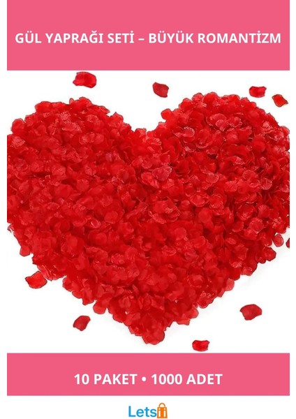 Kırmızı Renk Gül Yaprağı 10 Paket 1000 Adet Dekoratif Konfeti