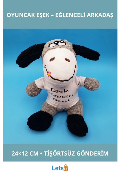 Sevimli Tişörtlü Peluş Eşek Oyuncak 24 cm