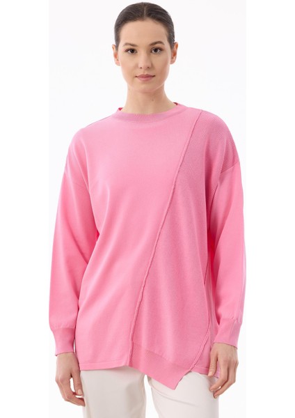 Örgü Detaylı Tunik Pembe