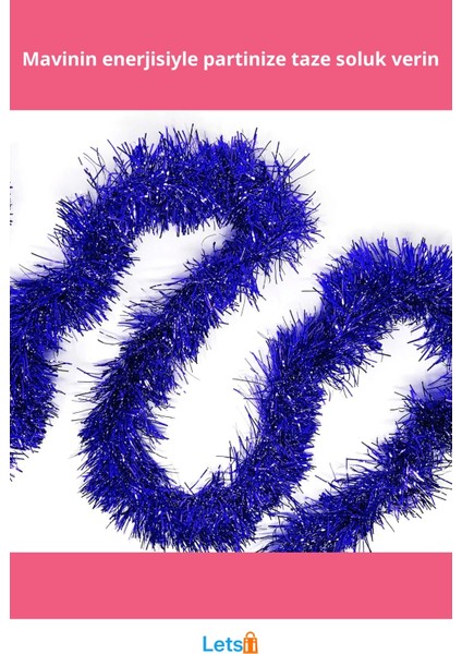 Kalın Simli Mavi Parti Süsü 2 Metre Parlak Dekorasyon fiyatları