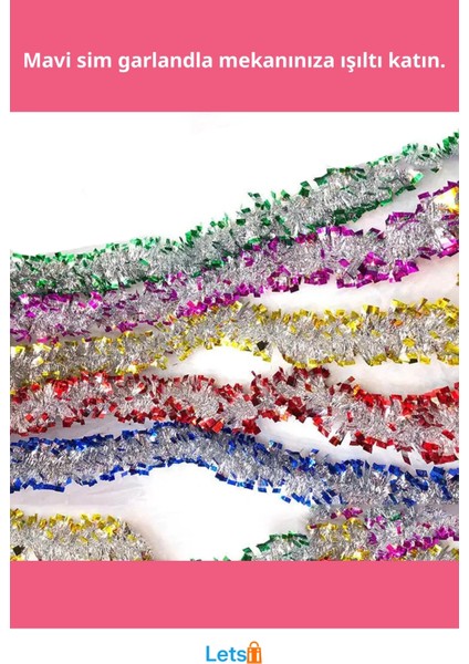 Mavi Gümüş Renk Çift Renk Sim Süs Garland 180 cm fiyatları