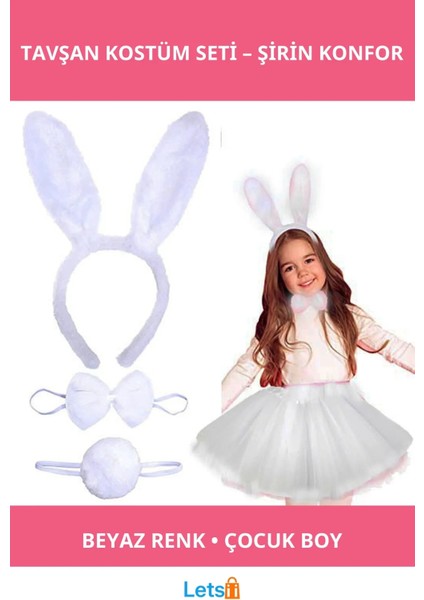 Şirin Beyaz Tavşan Kostümü Çocuklar Için Eğlenceli Parti Kostümü