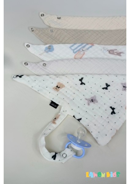 5'li %100 Pamuk 8 Katlı Müslin Emzik Askılı Kız Erkek Bebek Salya ve Mama Önlüğü & Fular modelleri