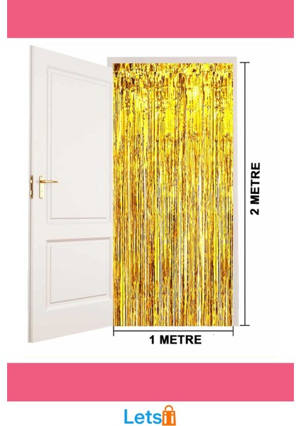 Ekstra Metalize Parlak Saçaklı Gold Arka Fon Perde fırsatları