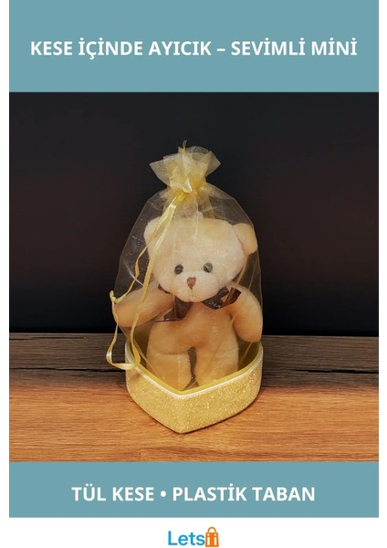 Kalp Tabanlı Tül Kese Içinde Yumuşak Peluş Ayıcık