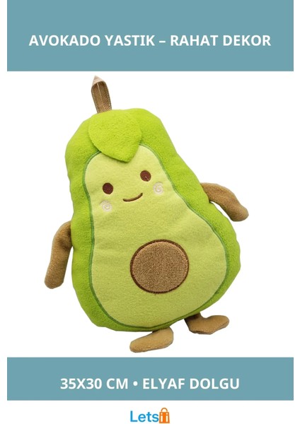 Yumuşak Polar Küçük Boy Avokado Yastık 35 cm x 30 cm