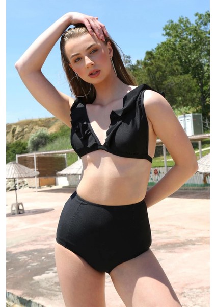 - Kadın Fırfırlı Yüksek Bel Siyah Bikini fırsatları