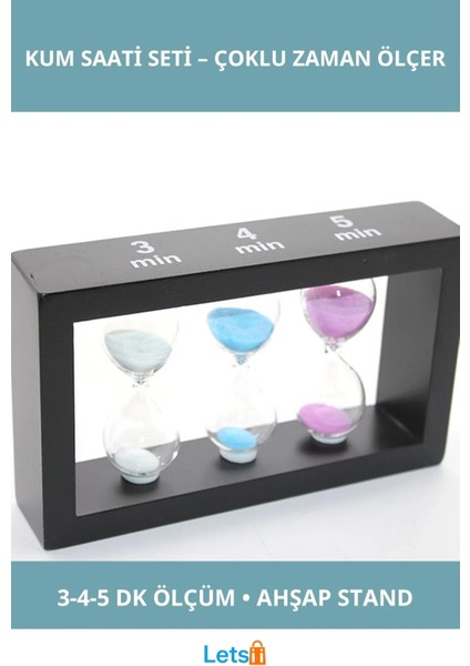 Ahşap Kum Saati 3 Farklı Zaman Ölçümüne Sahip Kullanışlı Dekoratif Aksesuar