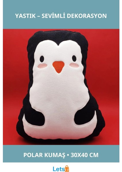 Sevimli Penguen Yastık 35 cm Yumuşak Silikon Dolgu