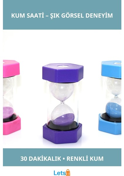 Modern Tasarımlı 30 Dakika Süre Ölçme Renkli Kum Saati