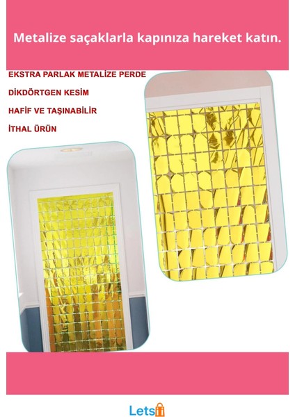 Altın Renk Metalize Disko Dikdörtgen Kapı Perdesi 1x2 Metre fiyatları