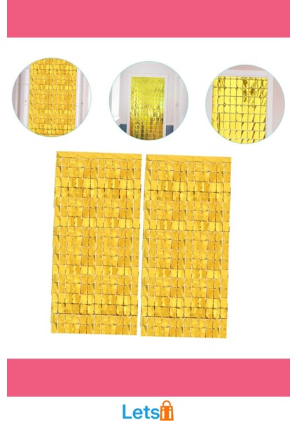 Altın Renk Metalize Disko Dikdörtgen Kapı Perdesi 1x2 Metre modelleri
