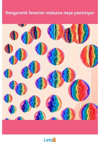 Rengarenk Kağıt Süs Fener 30 cm 1 Adet Parti Dekorasyonu fiyatları