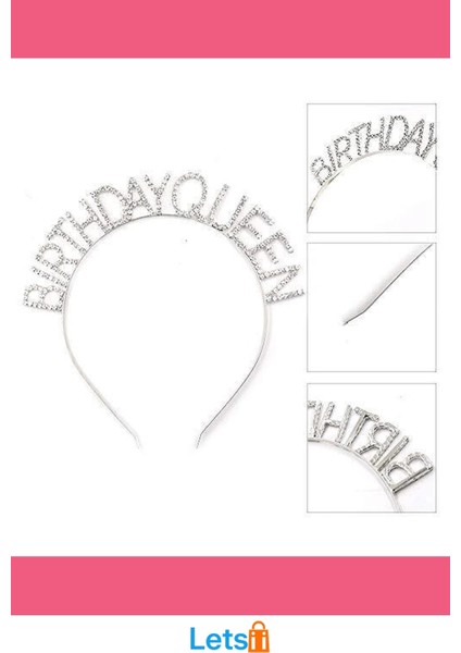 Parlak Gümüş Kristal Taç Birthday Queen Yazılı Kraliçe Taç modelleri
