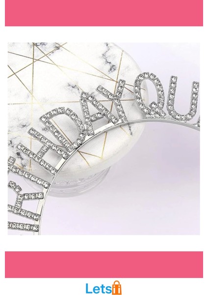 Parlak Gümüş Kristal Taç Birthday Queen Yazılı Kraliçe Taç fırsatları