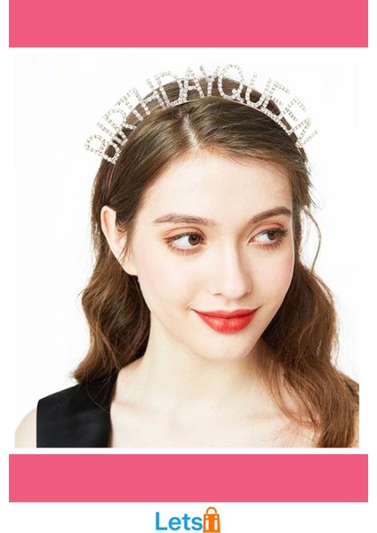 Parlak Gümüş Kristal Taç Birthday Queen Yazılı Kraliçe Taç indirimleri