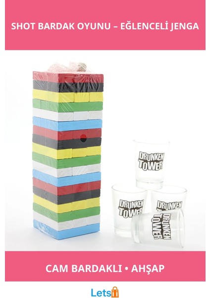 Ahşap Jenga Shot Bardak Oyunu Eğlenceli Içki Oyunu