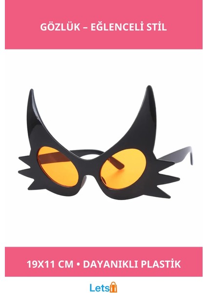 Siyah Renk Bıyık Tasarımlı Eğlenceli Kedi Gözlüğü