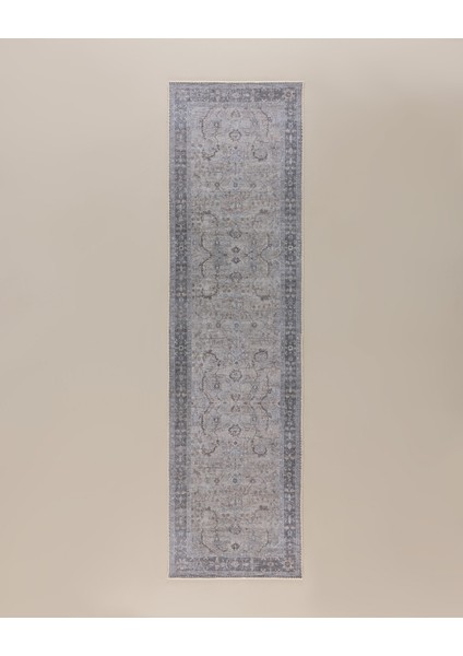 Solenne Mandala Halı - Gri/bej - 80X300 cm