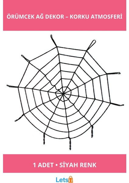 Cadılar Bayramı Özel Siyah Örümcek Ağ Dekor