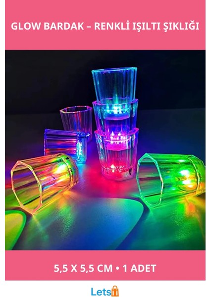 Renkli LED Parlayan Fiber Optik Glow Işıklı Bardak 1 Adet