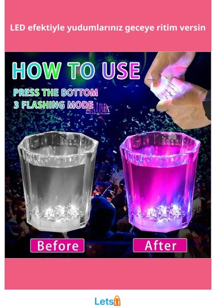 Renkli LED Parlayan Fiber Optik Glow Işıklı Bardak 1 Adet fiyatları