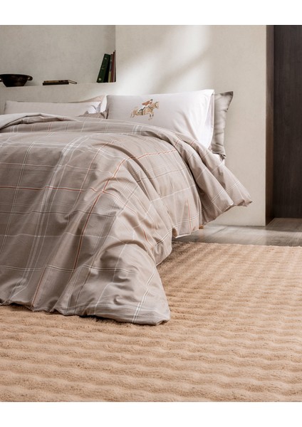 Sabastien Tek Kişilik %100 Pamuk Lastikli Ranforce Baskılı Nevresim Takımı - Bej modelleri