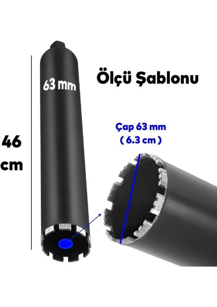 Elmas Karot Ucu 63 mm Beton Zemin Duvar Delme Delik Açma Panç Aparat Uç Deprem Numune Al Test indirimleri
