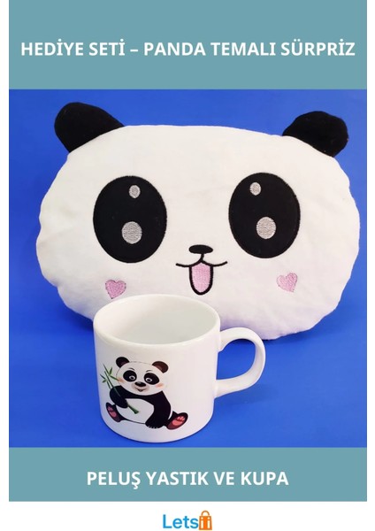 Sevimli Panda Yastık ve Kupa Bardak Seti