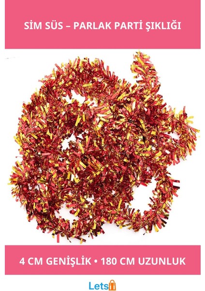 Kırmızı Altın Renk Çift Renk Sim Süs 180CM