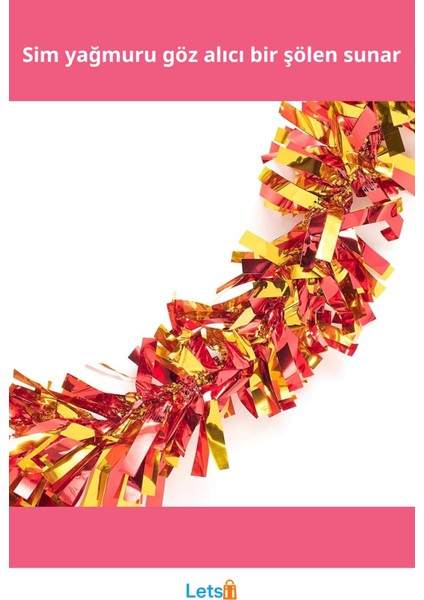 Kırmızı Altın Renk Çift Renk Sim Süs 180CM fiyatları