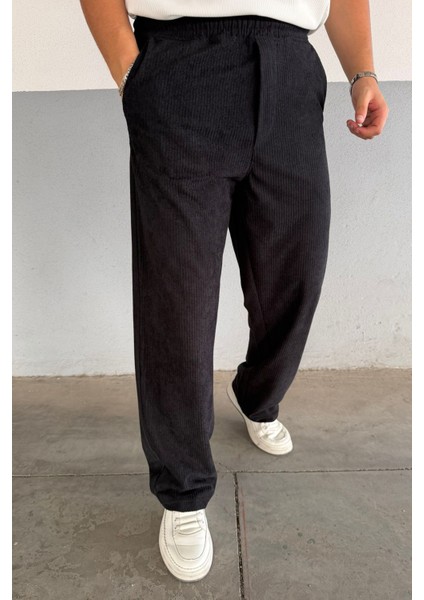 Slimfit Yakalı Astarlı Yan Cep Baggy Pantolonlu Kadife Takım modelleri