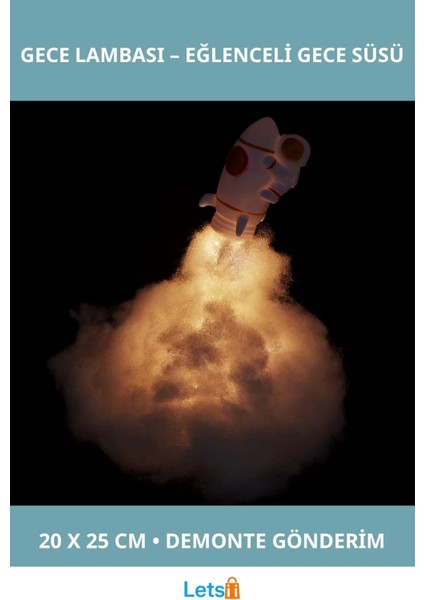 Kendin Yap Uçan Astronot Tasarımlı Gece Lambası 20X25 cm LED Işık ile