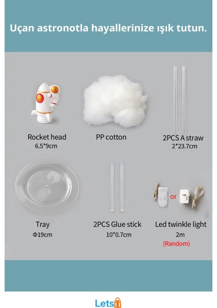 Kendin Yap Uçan Astronot Tasarımlı Gece Lambası 20X25 cm LED Işık ile fiyatları