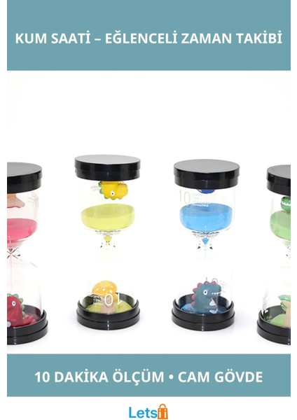 Renkli Dinozor Figürlü 10 Dakika Dekoratif Kum Saati