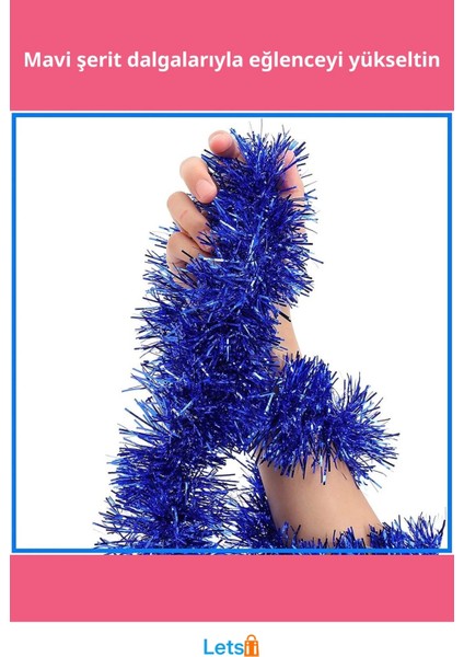 Simli Parti Süsü 2 Metre Mavi Işıltılı Dekorasyon fiyatları