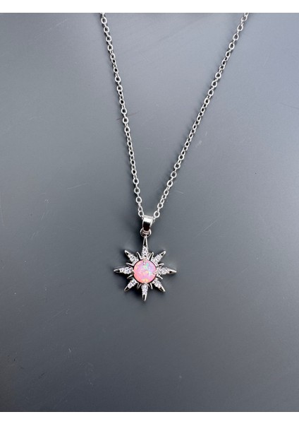 Gümüş Renk Güneş Kolye Çelik