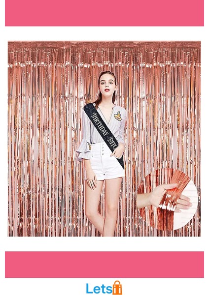 Rose Gold Püsküllü Kapı Perdesi 1X2M Şık Dekoratif fırsatları