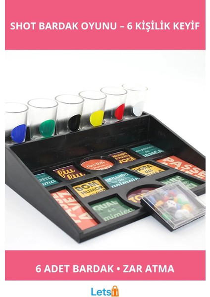 Eğlenceli Sosyal Shot Bardak Oyunu 6 Kişilik Set