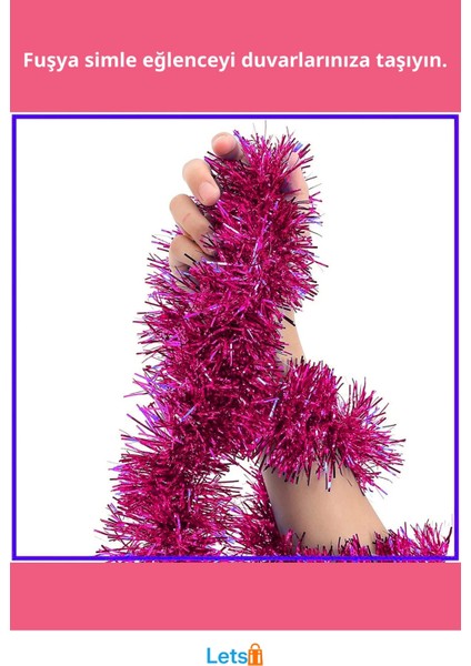 Simli Parti Süsü 2 Metre Fuşya Işıltılı Dekor fiyatları