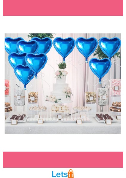 Metalize Mavi Kalp Folyo Balon 18 Inç 25 Adet fırsatları