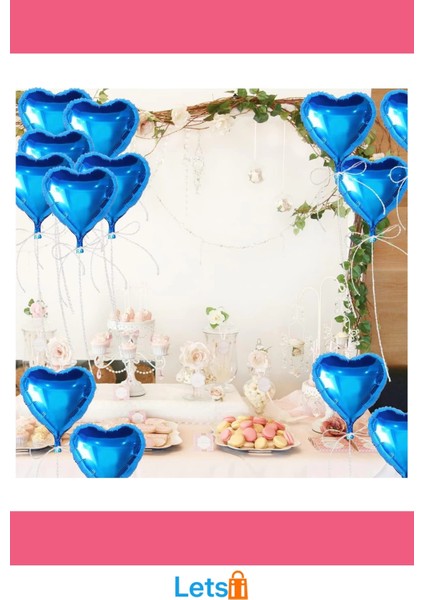 Metalize Mavi Kalp Folyo Balon 18 Inç 25 Adet indirimleri