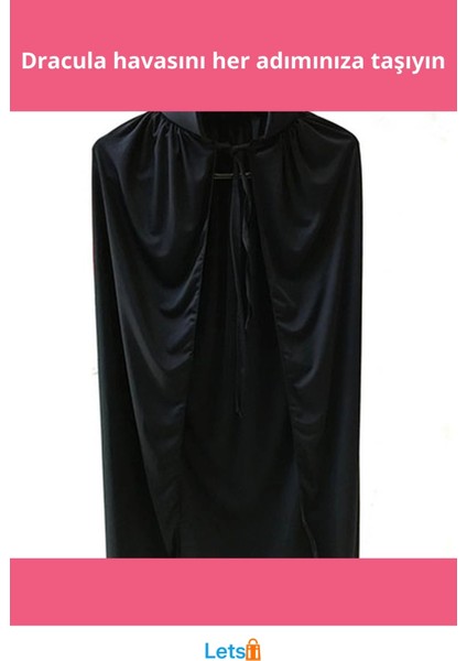 Siyah Dracula Temalı Yakalı Pelerin 90 cm Unisex Kostüm fiyatları